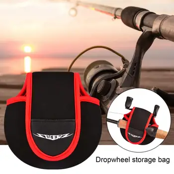 Чанта за макари Baitcast, разкриваща се в устата, добра еластичност на кожата, водоустойчива защита, дебели калъф за риболовната макара, чанта за риболов на открито
