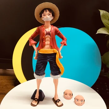 Аниме-фигурка One Piece Luffy 26,8 см, Уверен Усмивка, Трехформная Кукла, с Променящ се лице, Фигура на модел, Играчка, подарък за Коледа за децата