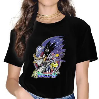 Дамски тениски Monster World, дрехи от манга Digital Monster, реколта тениски с къс ръкав и кръгла яка тениска с графичен принтом