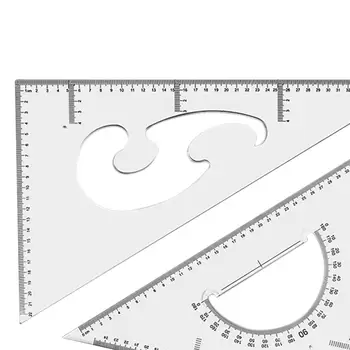 2x Триъгълна Линия Квадратна Универсална Професионална Прозрачна Измервателна Линийка за Плотницких Работи Инженерни Художници Чертане Дизайн
