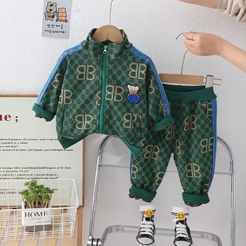 Комплект за малки момичета Пролет-есен празнична дрехи за малките момчета от 6 до 12 месеца Всекидневни жилетка с дълги ръкави, палто и панталони, детски дрехи