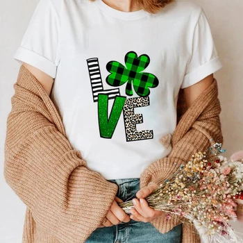 Тениска Love St Patricks Day Shirt Shamrock Лъки Shirt Тениска С Четырехлистным Детелина Риза Patrick ' s Day Ирландската Тениска Унисекс Графична Тениска