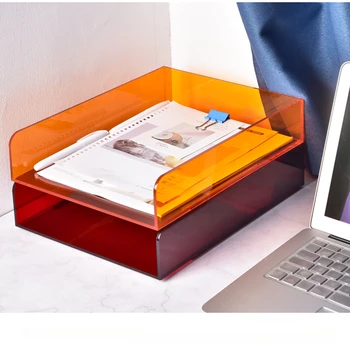 Тавата за формат А4 за корпоративни консумативи десктоп склад на открито хранилище кутия за съхранение на данни цветен акрил настолен органайзер за хартия