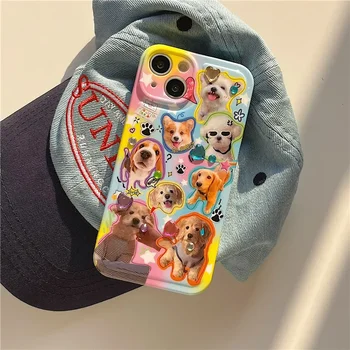Кавайный кученце corgi голдън ретривър куче пудел калъф за телефон с кристали за iPhone 14 13 12 11 Pro Max калъф сладък устойчив на удари калъф