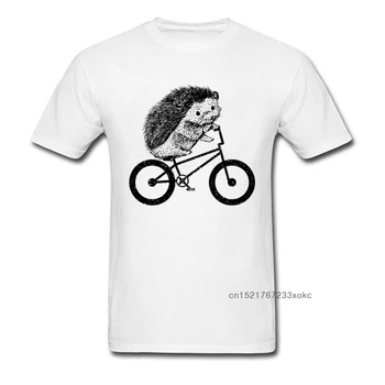 Мъжки памучен тениска Сладък Таралеж Rider Bmx 2018, забавен cartoony черно-бял топ с кръгло деколте, тениски на едро