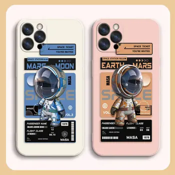 Калъф За iPhone 14 13 12 11 Pro XS Max Mini X XR 7 8 6 6S Plus Обикновен Течен Силиконов Калъф За Стилни Луксозни Космически Астронавти