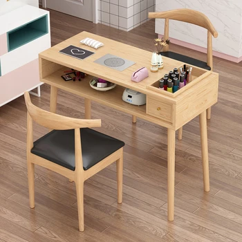 Дървена японски маникюр, масичка Прост дизайн Ретро Изискан Салон за кафе, Мебели за маникюрного салон в скандинавски стил HD50ZJ