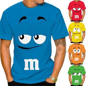 Нова лятна забавна тениска с 3D принтом M & M ' s Chocolate Bean, Ежедневни тениска Унисекс с къс ръкав, Модни Детски блузи 100-6XL