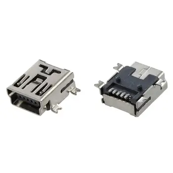 Преносимото конектор Mini USB Type B 5-пинов конектор за монтиране върху печатна платка, конектор за зарядно устройство, 10 бр