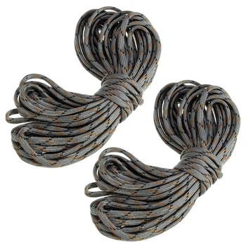 РАСТЕЖ от 2 елемента, 7 на въже, Паракорд, Парашютная въже, устойчив на оцеляване, къмпинг Цвят: сив Камуфлаж Дължина: 15 м