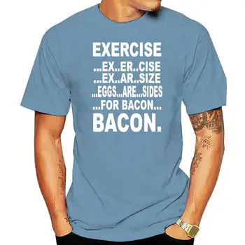 12.99 Prime Tees Adult Exercise Eggs Sides Are For Bacon Тениска Памучни Тениски С къс Ръкав Мъжки Дрехи