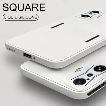 Луксозен квадратен течен силиконов калъф за телефон Xiaomi Poco F4 GT Poco F 4 GT PocoF4 GT Cover