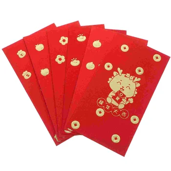 6шт червени пликове Коледни парични пакети Щастливи Пари чанти Китайски Щастливи Пликове, пликове за Парични