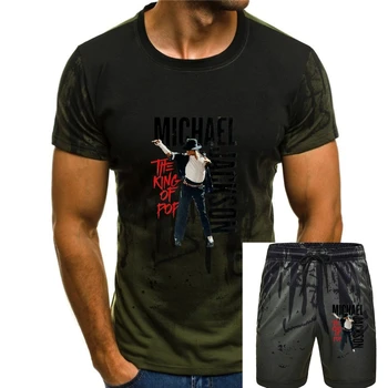 Мъжки t-shirt Майкъл Джексън Mj King Of Pop, бяла тениска за свободното време